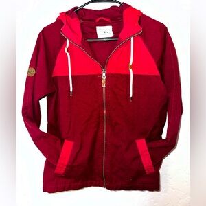 Dravus Red Two-Tone Full Zip Hooded Long Sleeve Skater Jacket